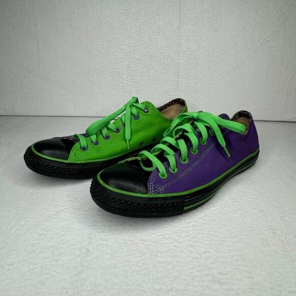 Converse All Star Low Top Custom Dad Leopard Purple Green Shoes - Men’s: 10.5 - Picture 1 of 16